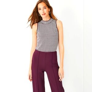 Ann Taylor Houndstooth Sleeveless Knit Shell